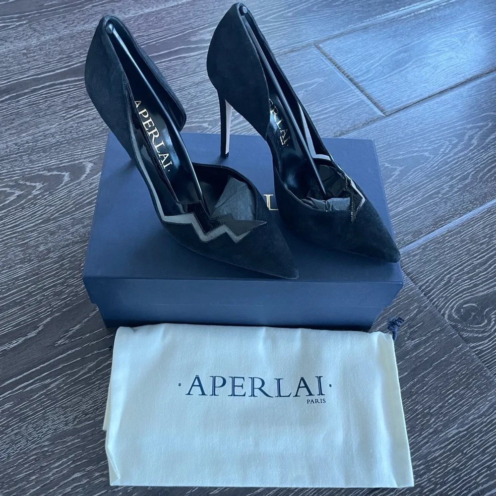 New in Box Aperlai Heels Size 38.5 - Black - Picture 8 of 11